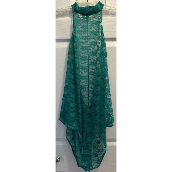 Fredericks of Hollywood Margarita Green Lace Halter Bodysuit Size 3X NEW - Picture 1 of 5
